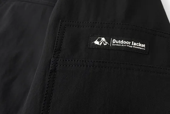 Fleece-lined Raincoat Track Jacket with Napoleon Pocket for Men