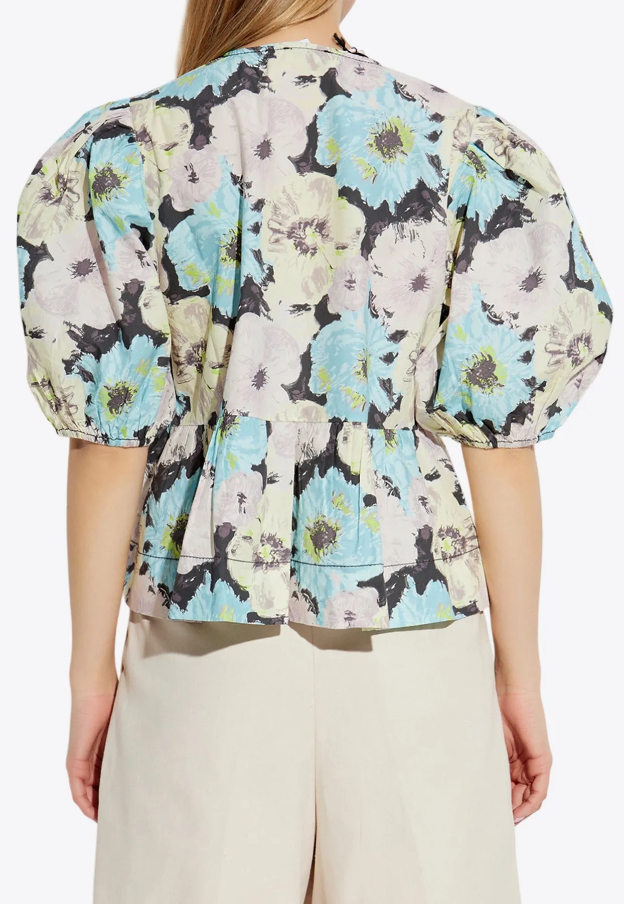 Floral Print Puff-Sleeved Blouse