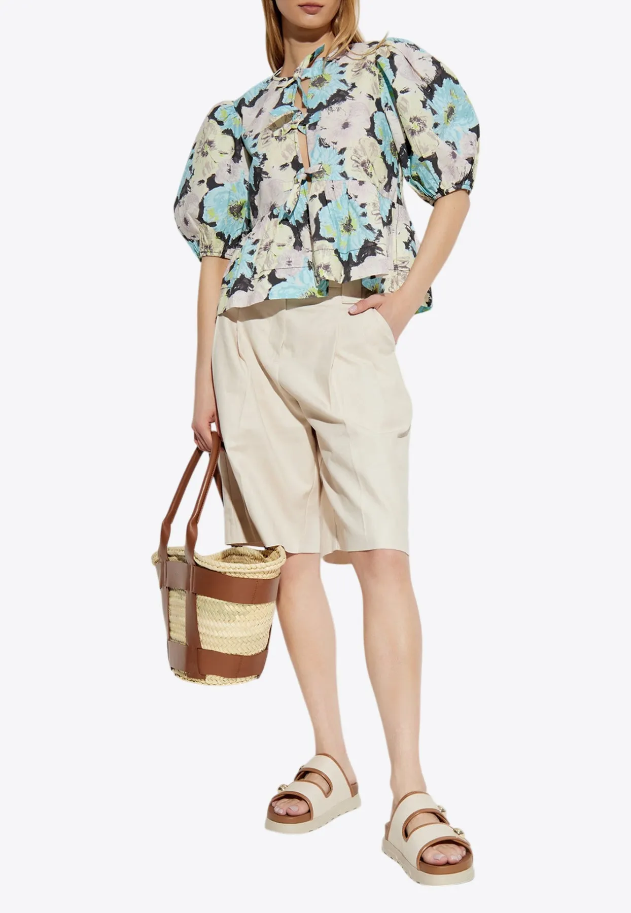 Floral Print Puff-Sleeved Blouse