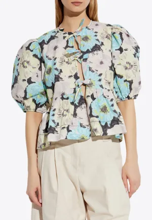 Floral Print Puff-Sleeved Blouse