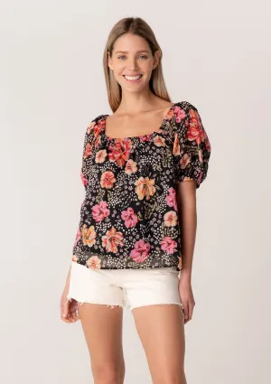 Floral Square Neck Puff Sleeve Blouse