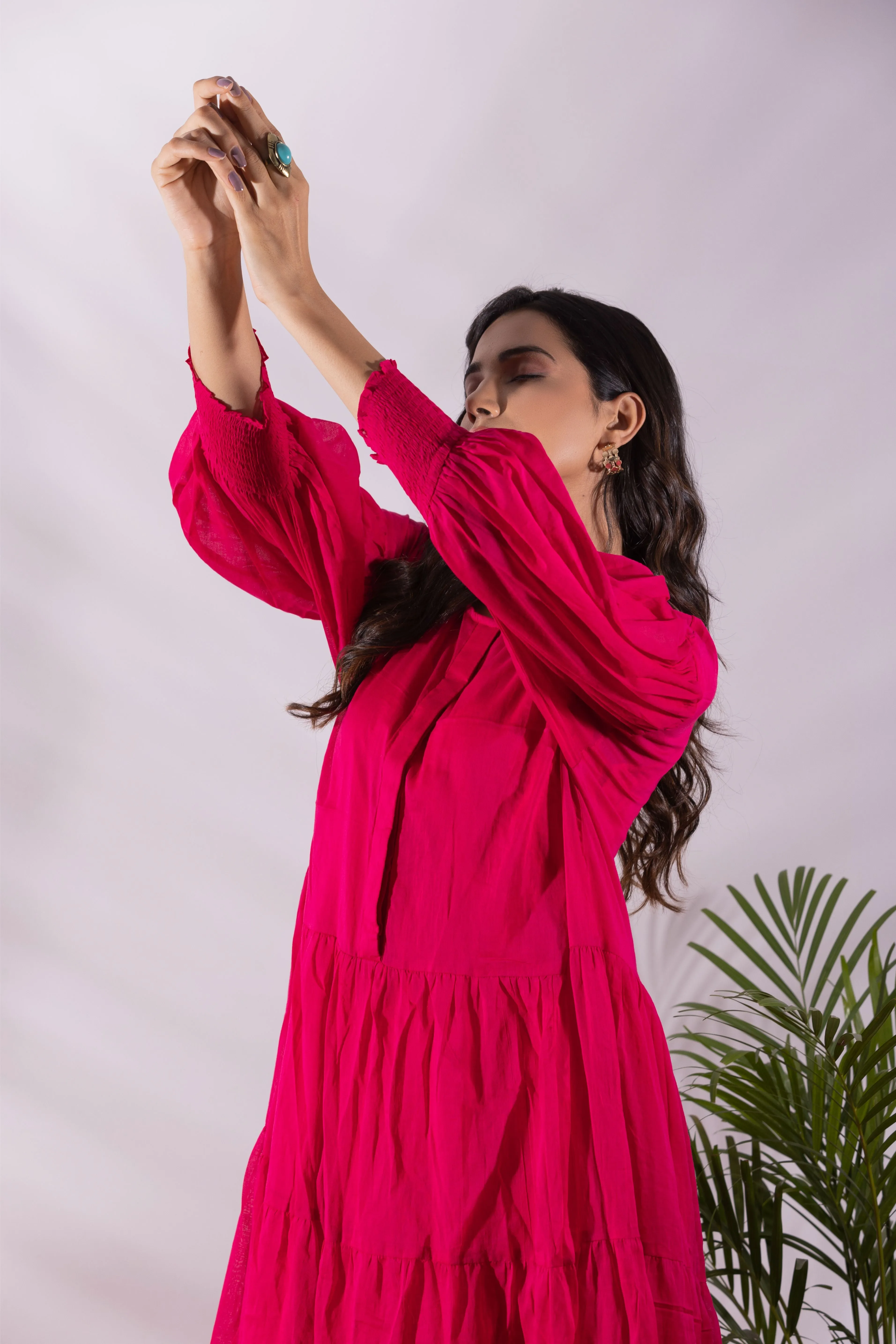 Florida Tier Ruffle Dress with slip attached.