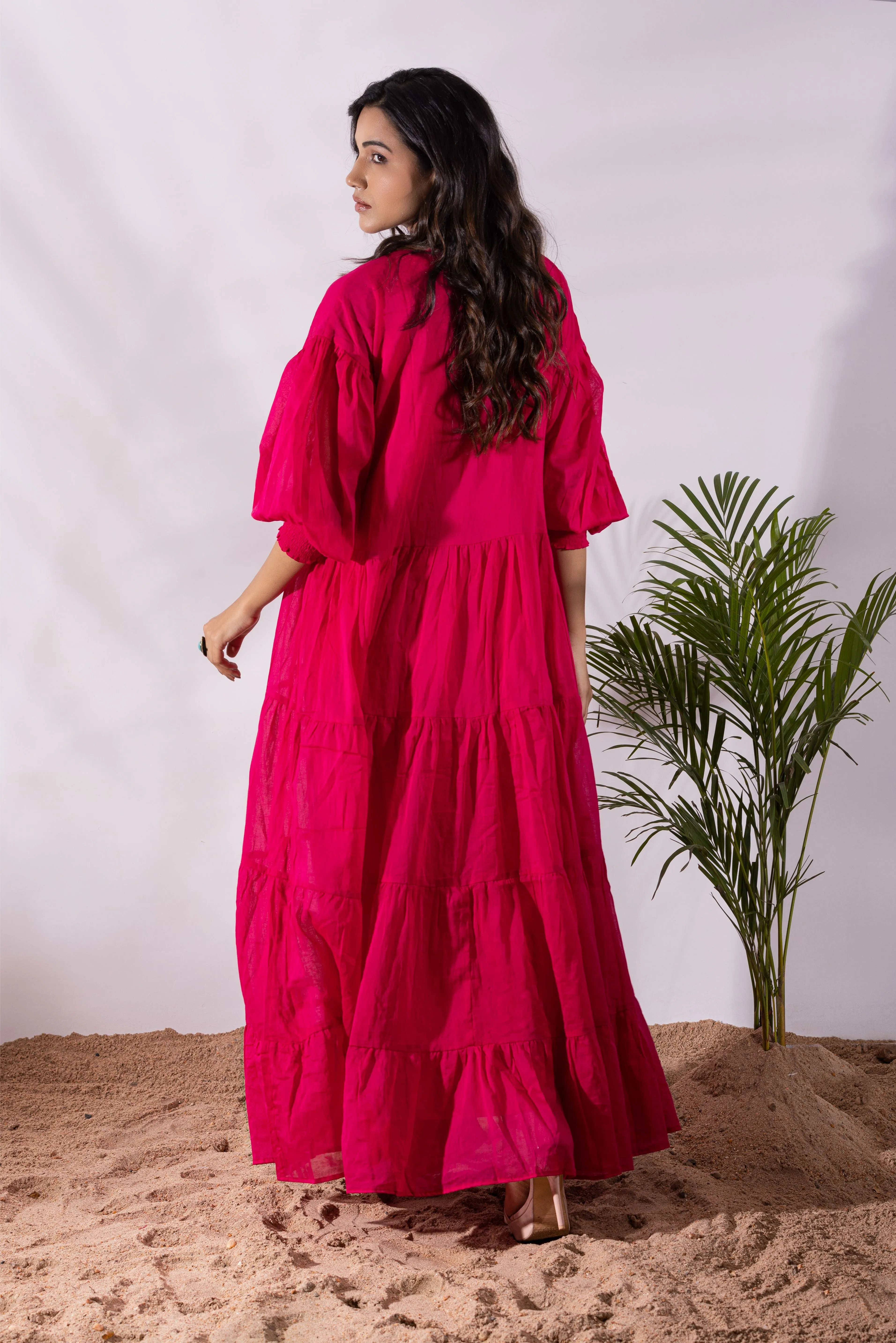 Florida Tier Ruffle Dress with slip attached.