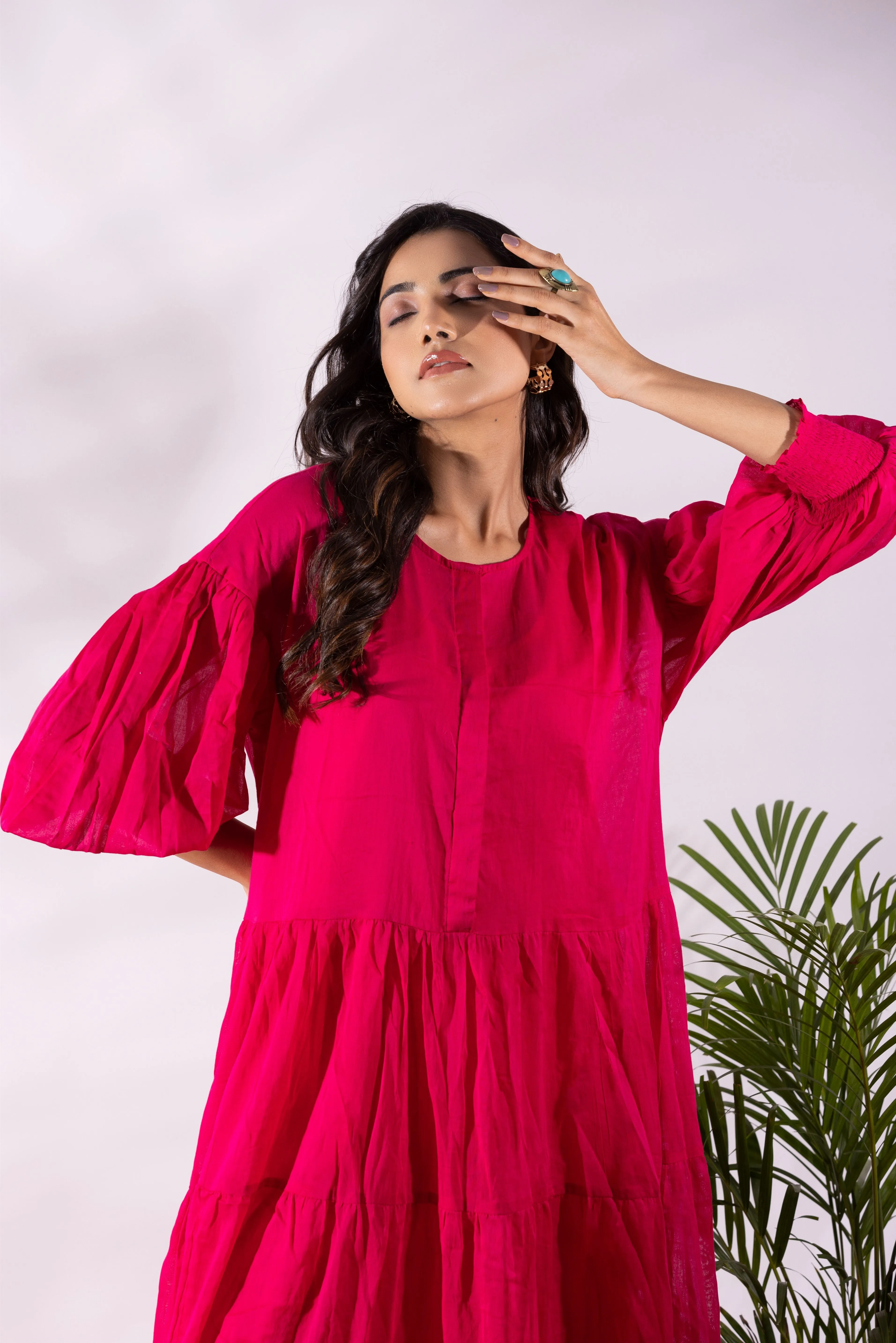 Florida Tier Ruffle Dress with slip attached.