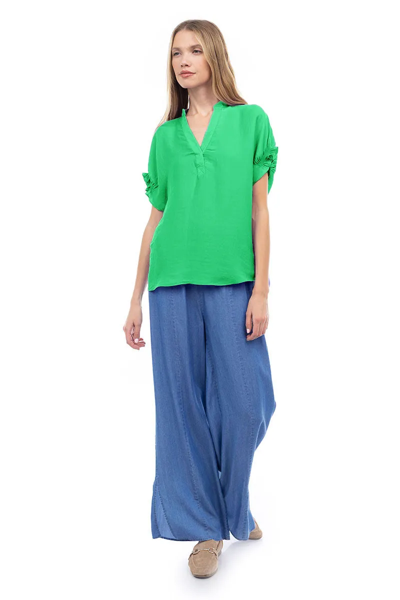 Flutter Sleeve Blouse With Back Detail