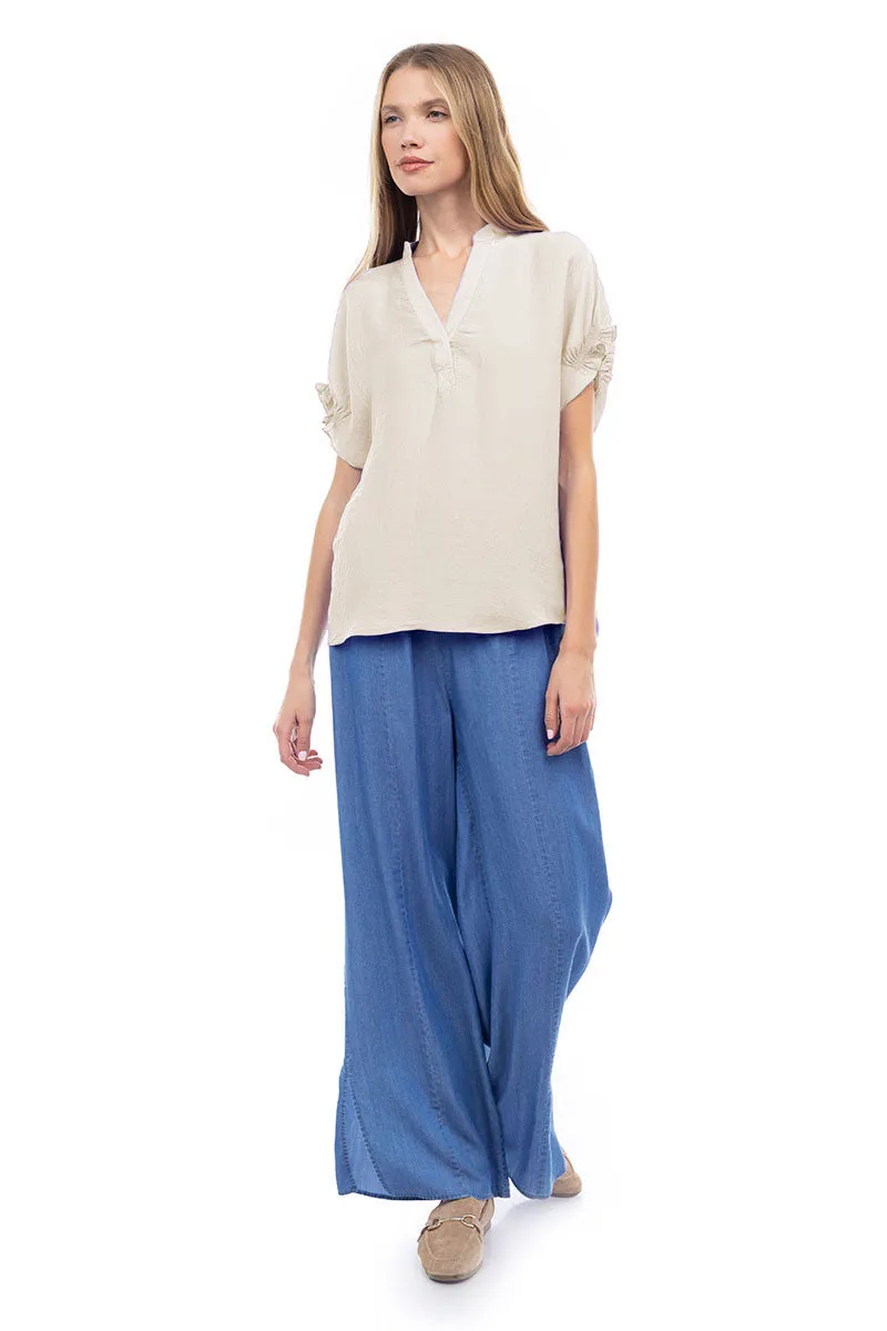 Flutter Sleeve Blouse With Back Detail