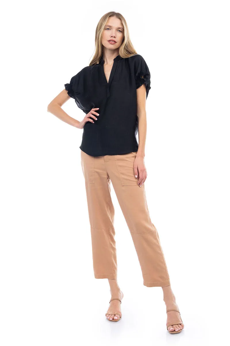 Flutter Sleeve Blouse With Back Detail