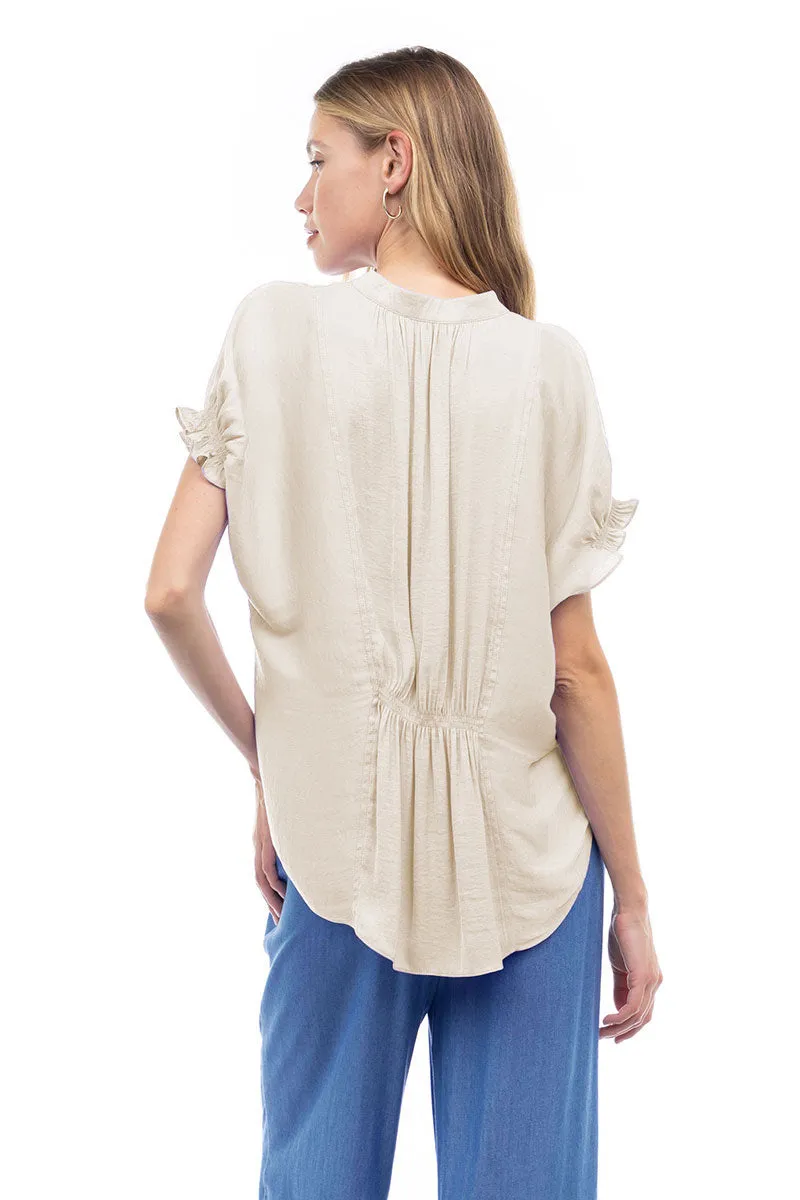 Flutter Sleeve Blouse With Back Detail