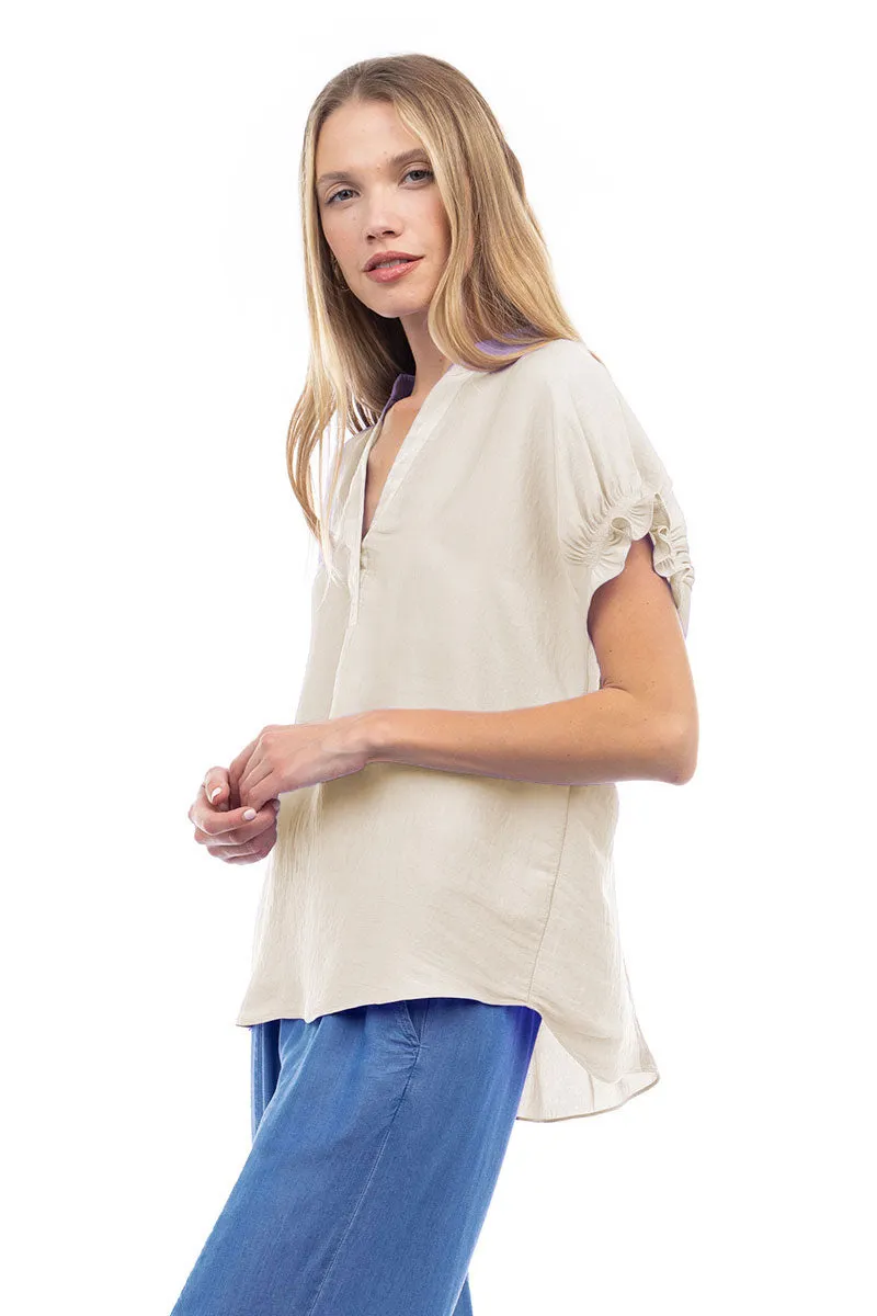 Flutter Sleeve Blouse With Back Detail
