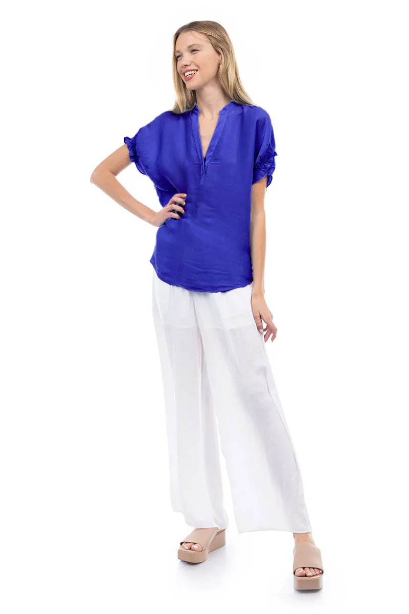 Flutter Sleeve Blouse With Back Detail
