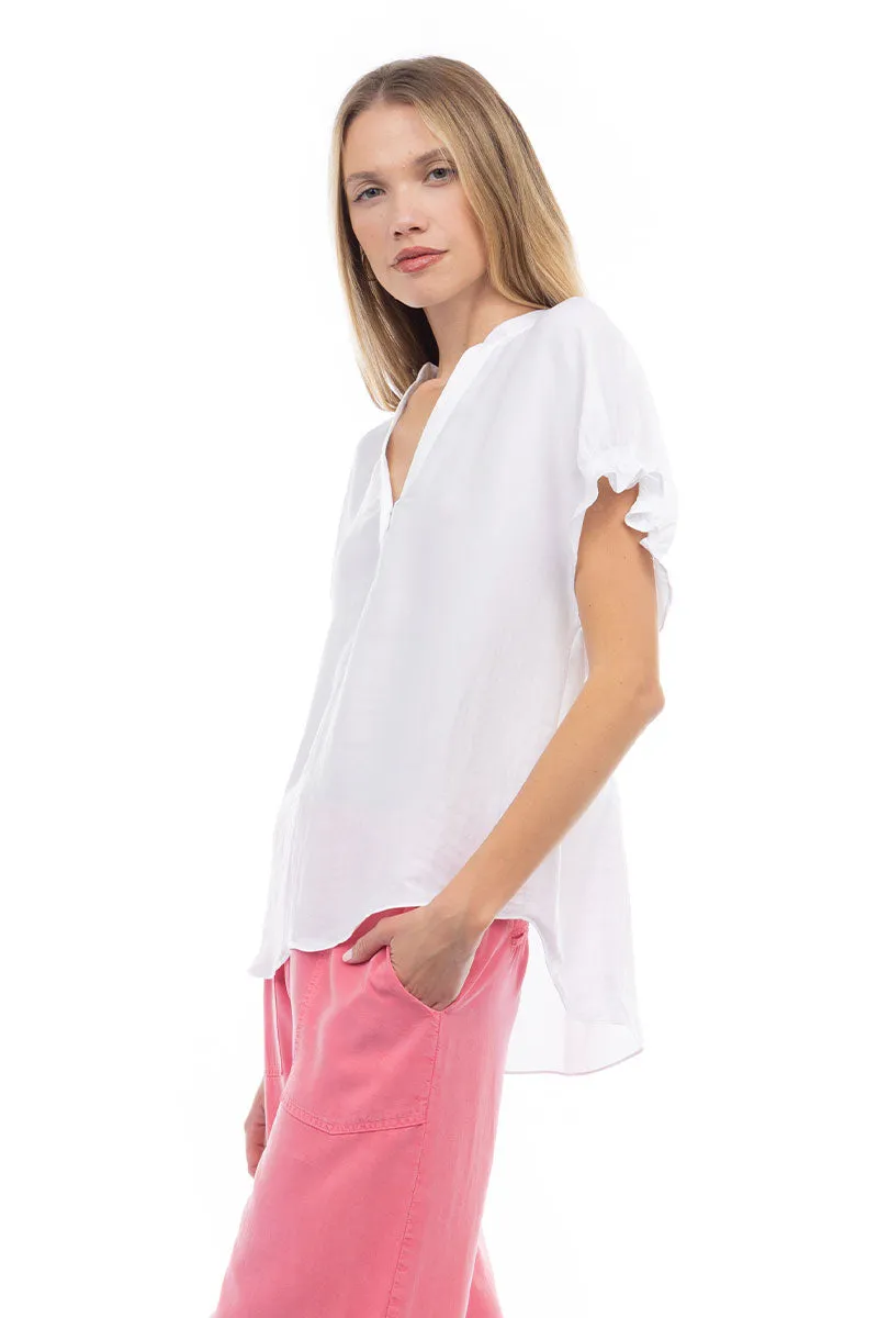 Flutter Sleeve Blouse With Back Detail