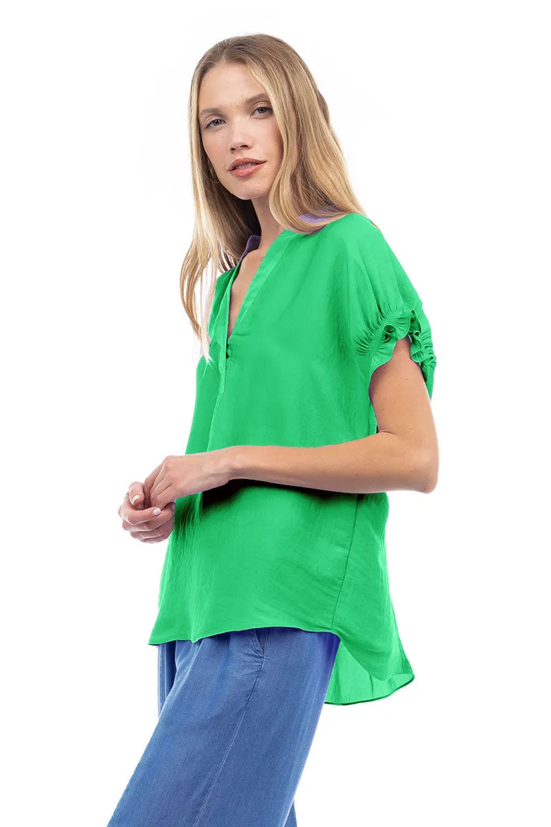 Flutter Sleeve Blouse With Back Detail