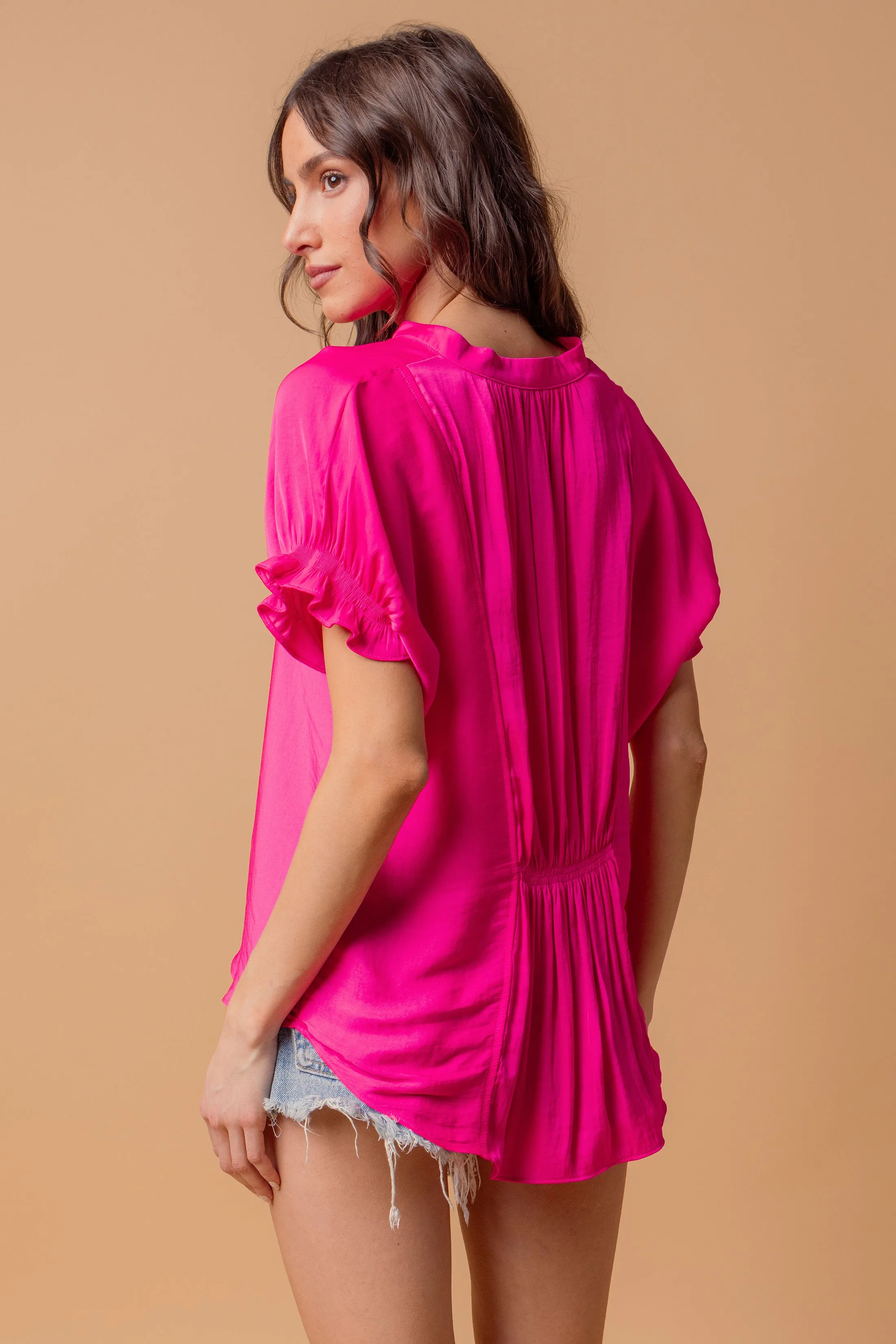Flutter Sleeve Blouse With Back Detail