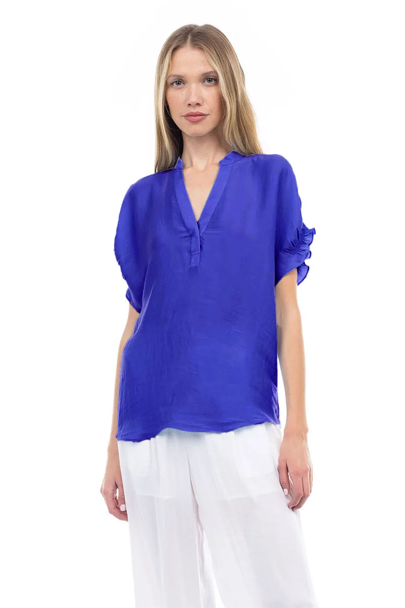 Flutter Sleeve Blouse With Back Detail