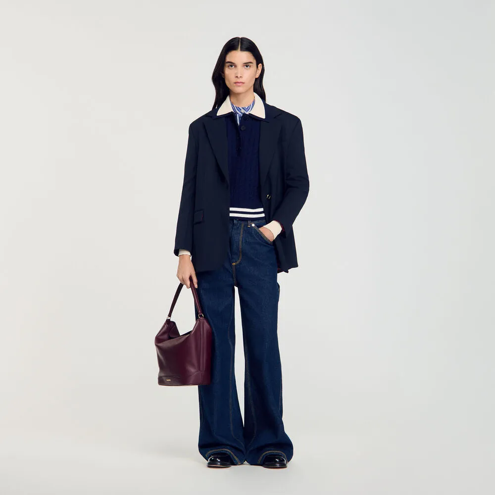 Fred Cable Knit Jumper Navy Blue