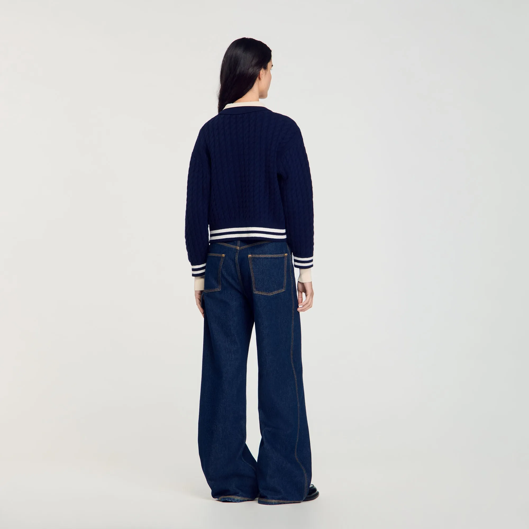 Fred Cable Knit Jumper Navy Blue