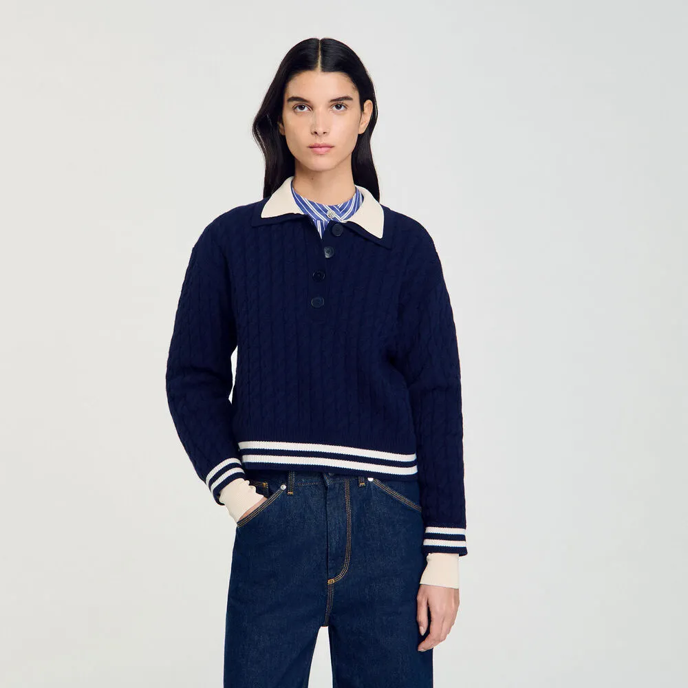 Fred Cable Knit Jumper Navy Blue