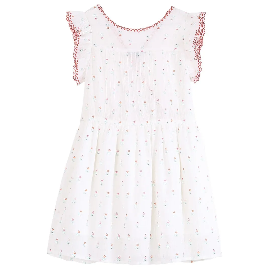 Girls Vintage Tulip Print Wrap Dress