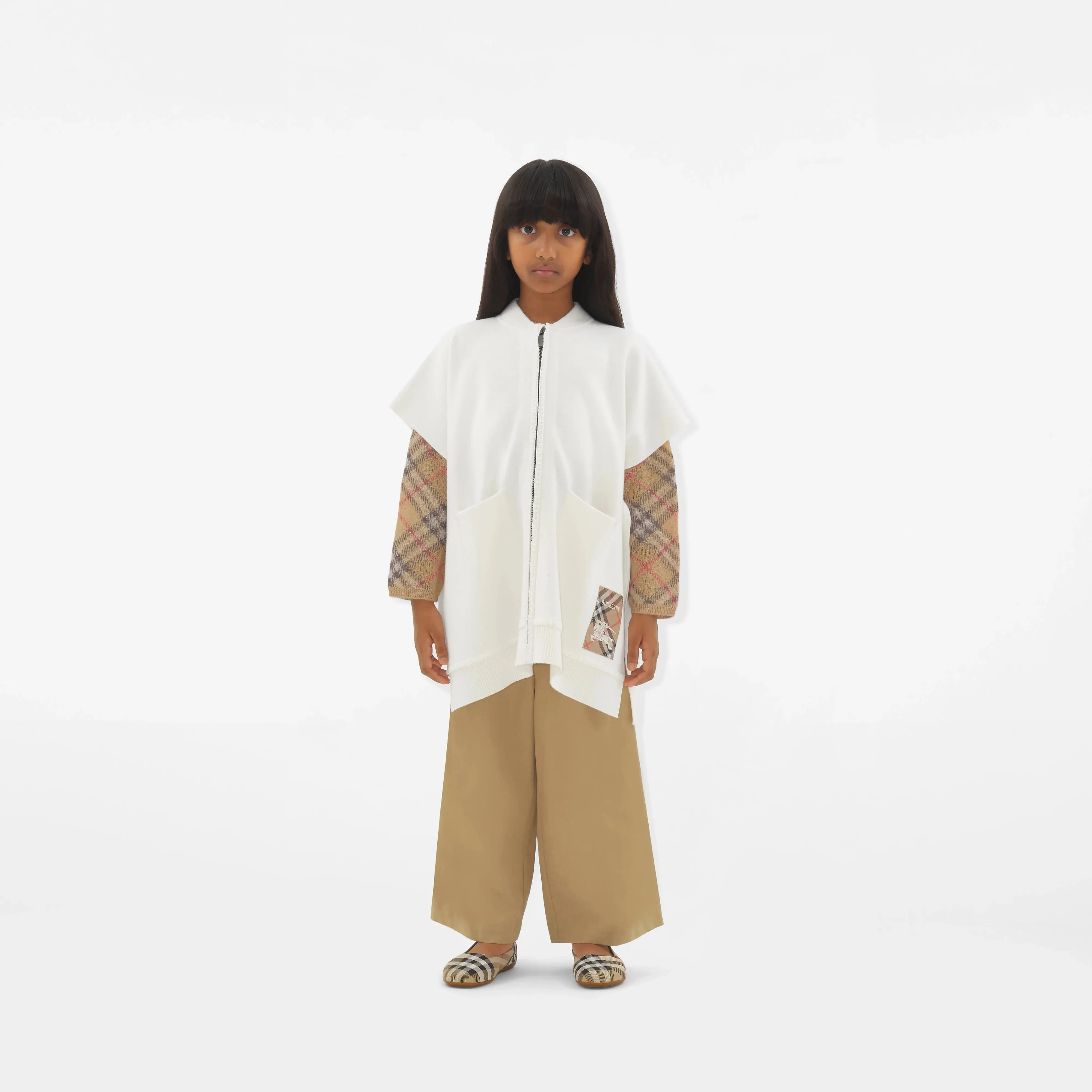 Girls Wool EKD Cape in Ivory