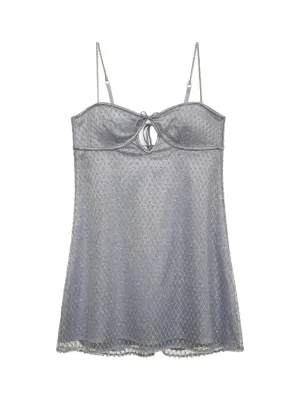 Glitter Slip Dress in Silver