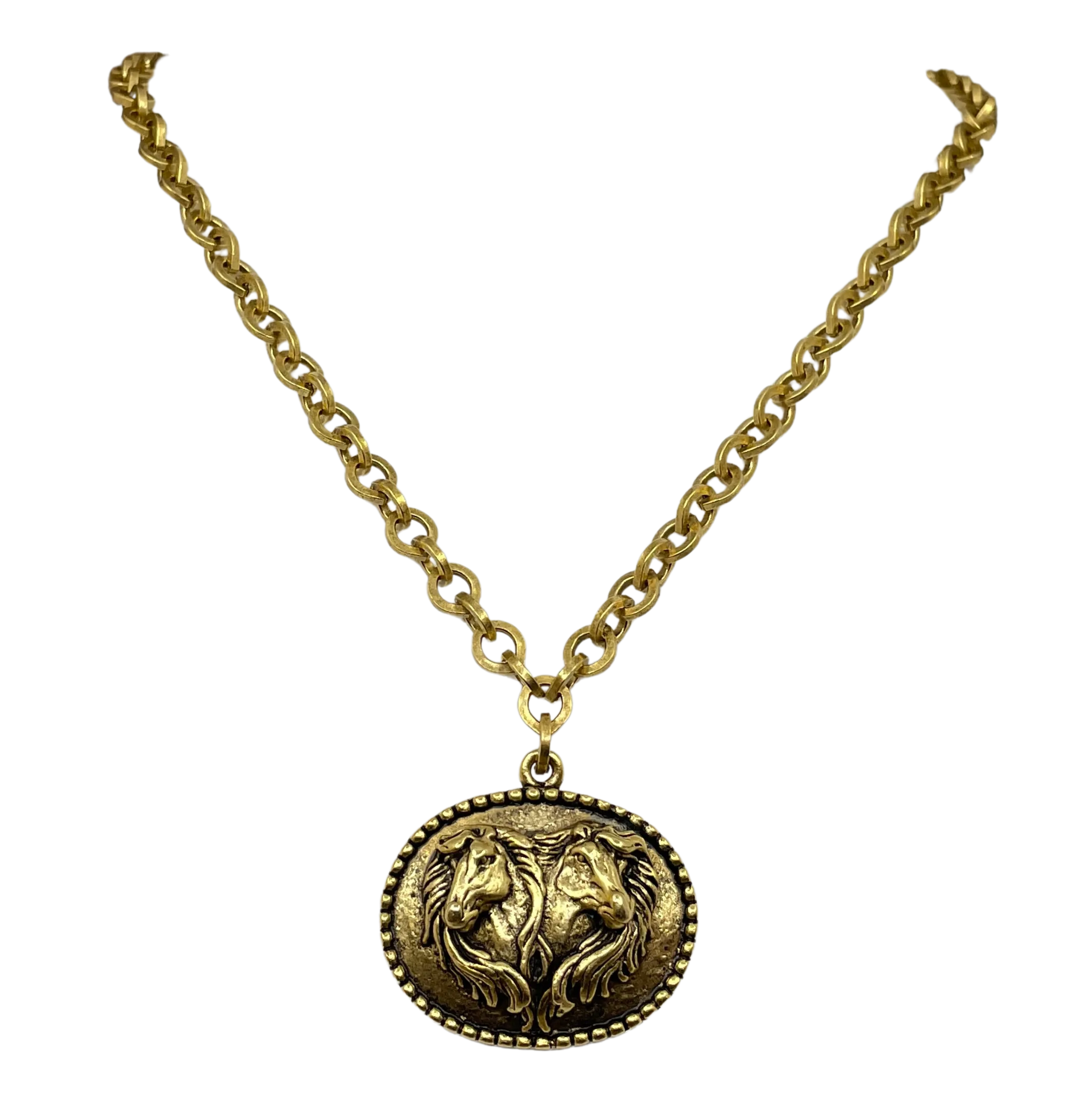 Gold Plated 18" Chain with Vintage Horse Pendant
