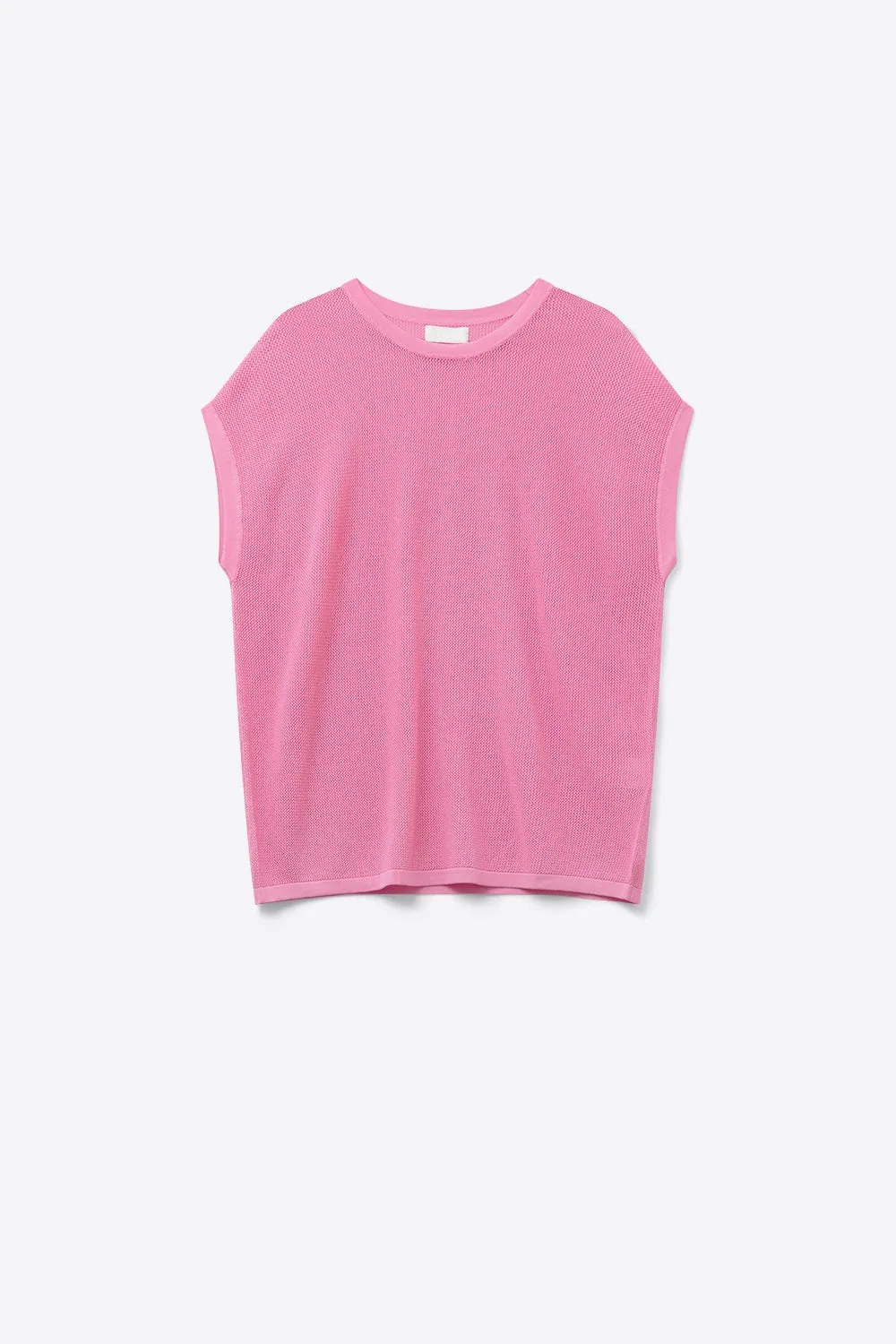 grid knit sweater in fuchsia color