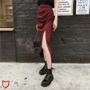Grunge Plaid Maxi Skirt
