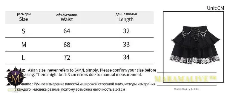 Halloween Autumn New High Waist Lace-up Cross Chain Short Skirt For Women