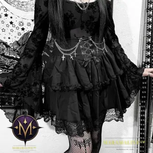 Halloween Autumn New High Waist Lace-up Cross Chain Short Skirt For Women