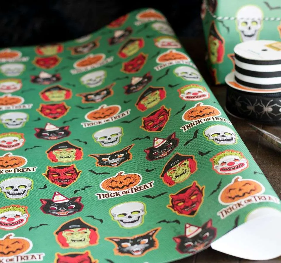 Halloween Mask Gift Wrap  (1 Sheet)