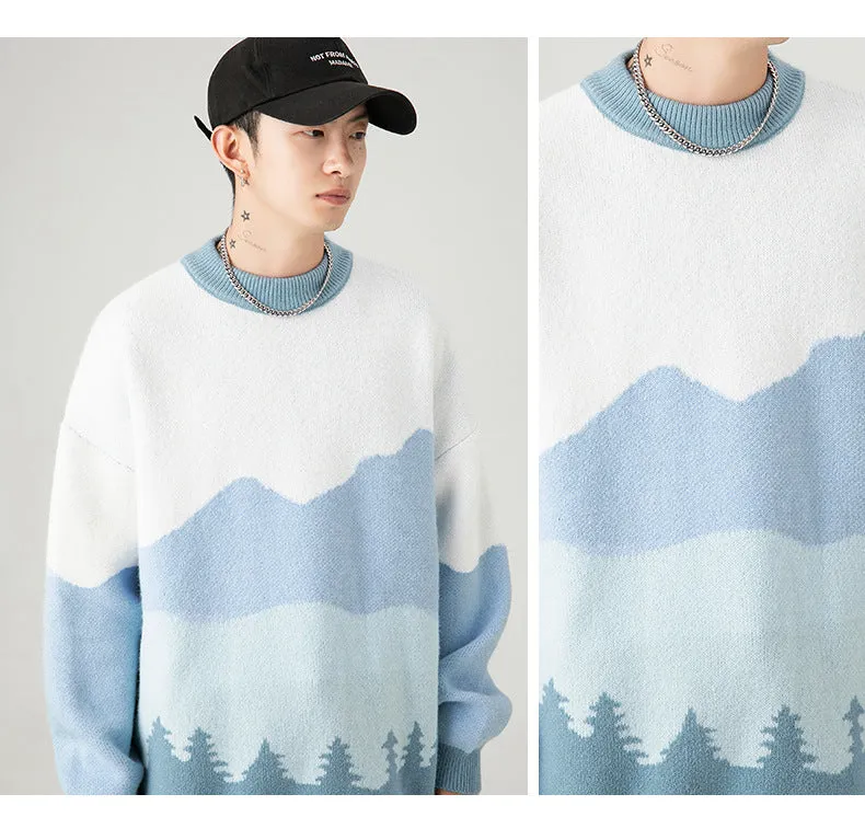 Harajuku Snow Mountain and Forest Knit Sweater UB3440