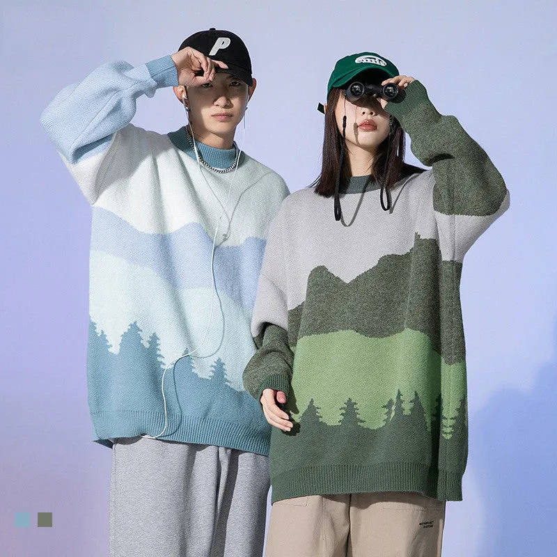 Harajuku Snow Mountain and Forest Knit Sweater UB3440