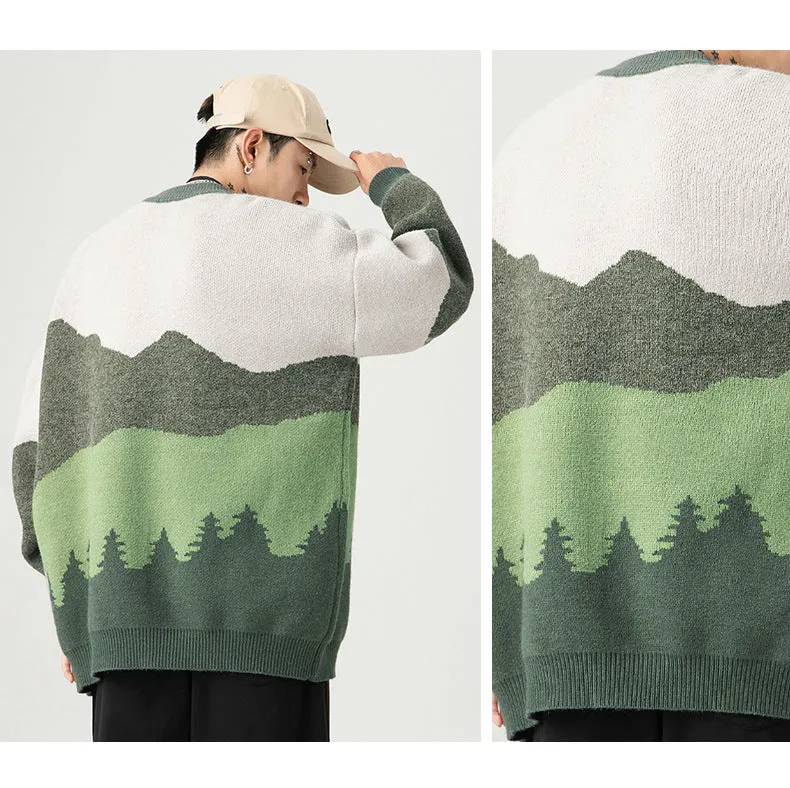 Harajuku Snow Mountain and Forest Knit Sweater UB3440