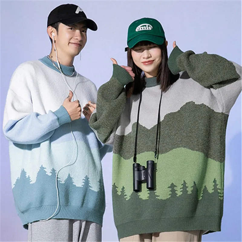 Harajuku Snow Mountain and Forest Knit Sweater UB3440