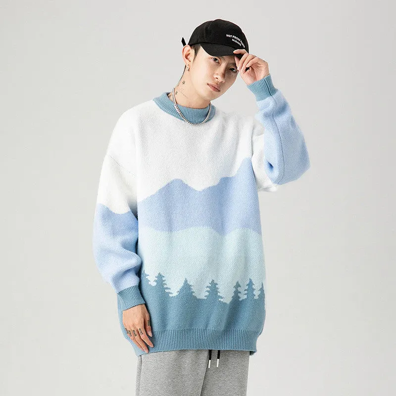 Harajuku Snow Mountain and Forest Knit Sweater UB3440