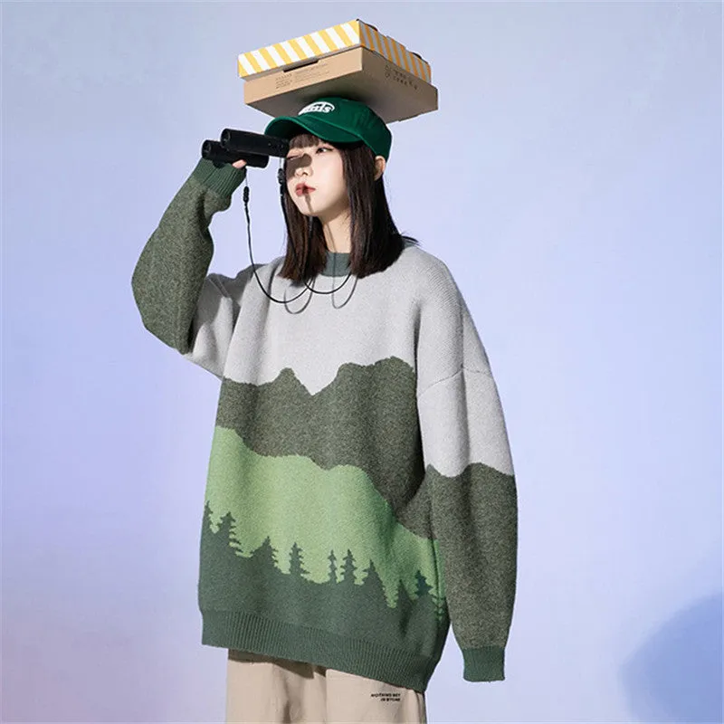Harajuku Snow Mountain and Forest Knit Sweater UB3440