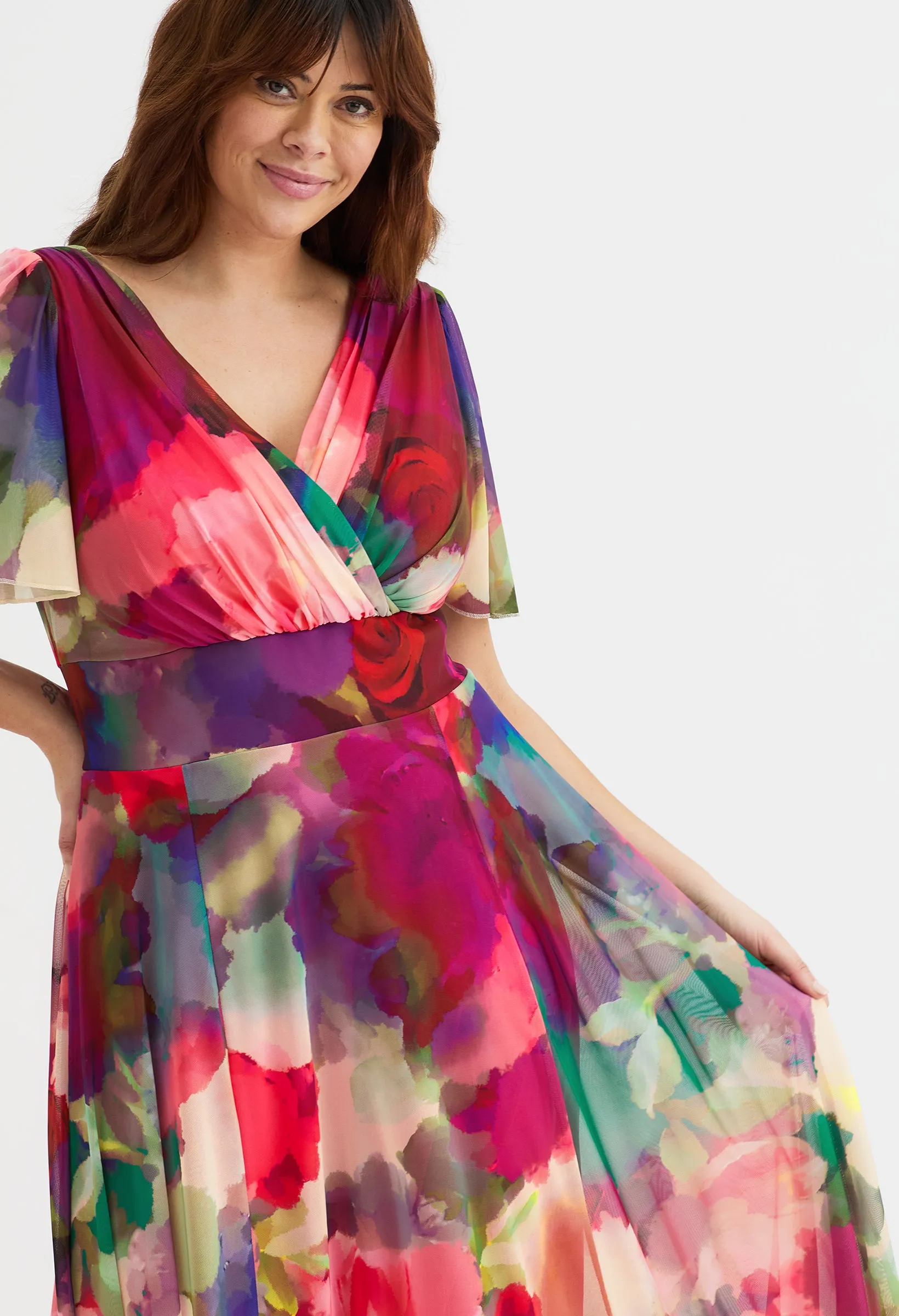 Isabelle Curve  Angel Sleeve Maxi Dress
