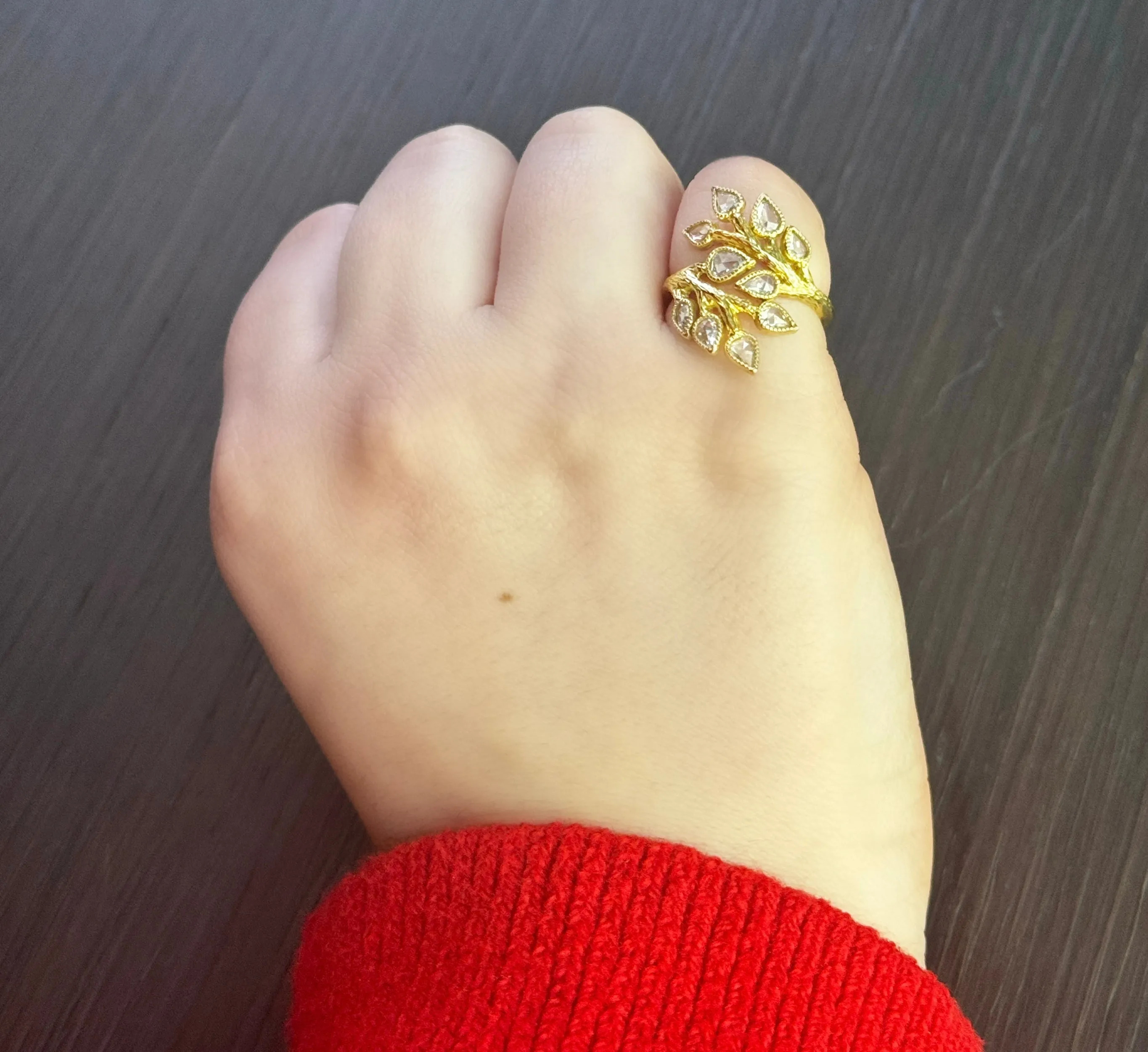 John Apel Diamond Spiral Wrap-Around Leaf Ring