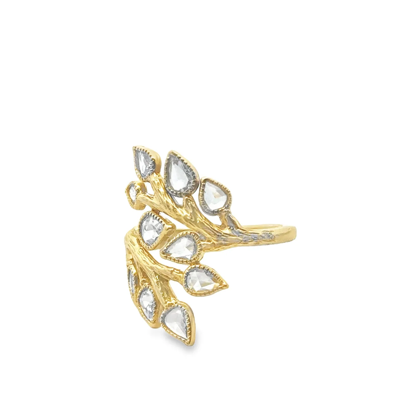 John Apel Diamond Spiral Wrap-Around Leaf Ring