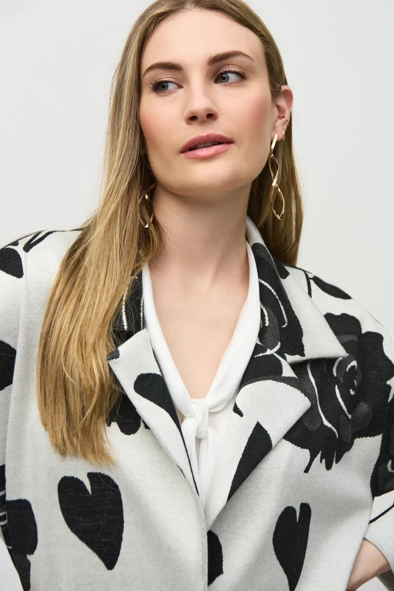 Joseph Ribkoff Off-White/Multi Floral Print Knit Coat Jacket 244099