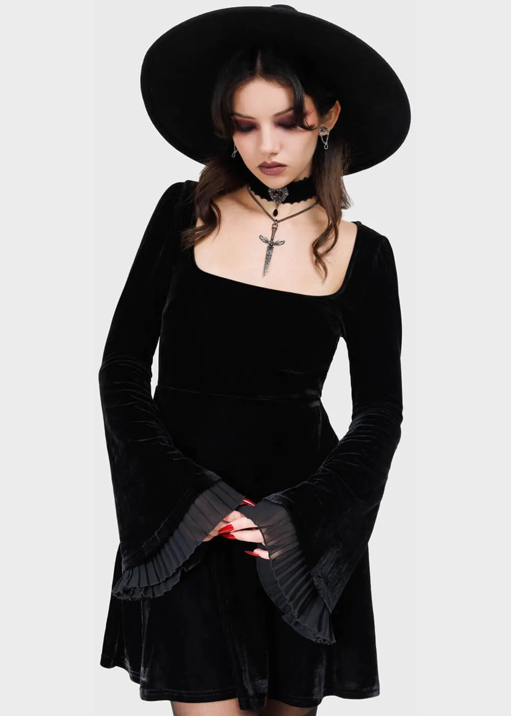 Killstar Beatrix Velvet Dress Black