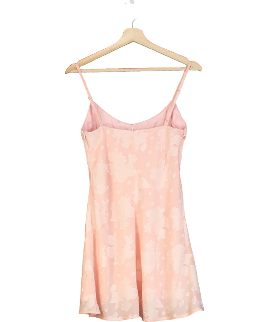 Kiss The Sky Pink Embroidered Floral Slip Mini Dress UK S