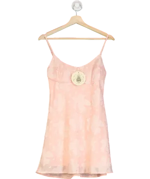 Kiss The Sky Pink Embroidered Floral Slip Mini Dress UK S
