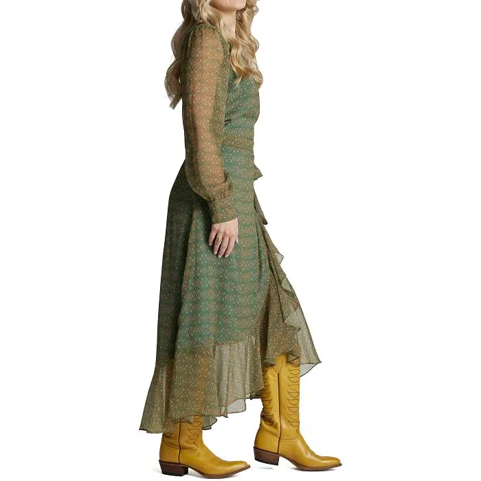 Ladies Justin Green Wrap Maxi Dress