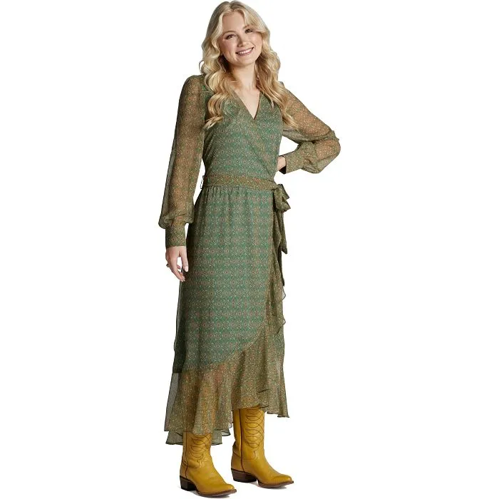 Ladies Justin Green Wrap Maxi Dress