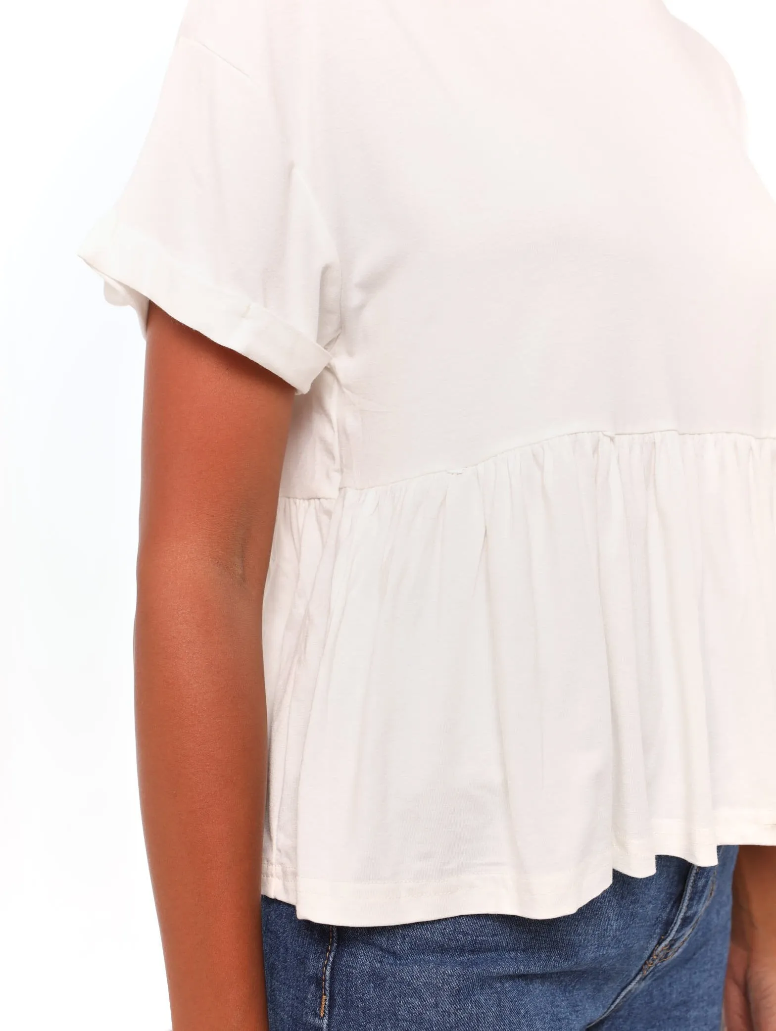 Ladies Peplum Tee - White