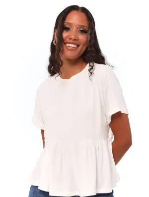 Ladies Peplum Tee - White
