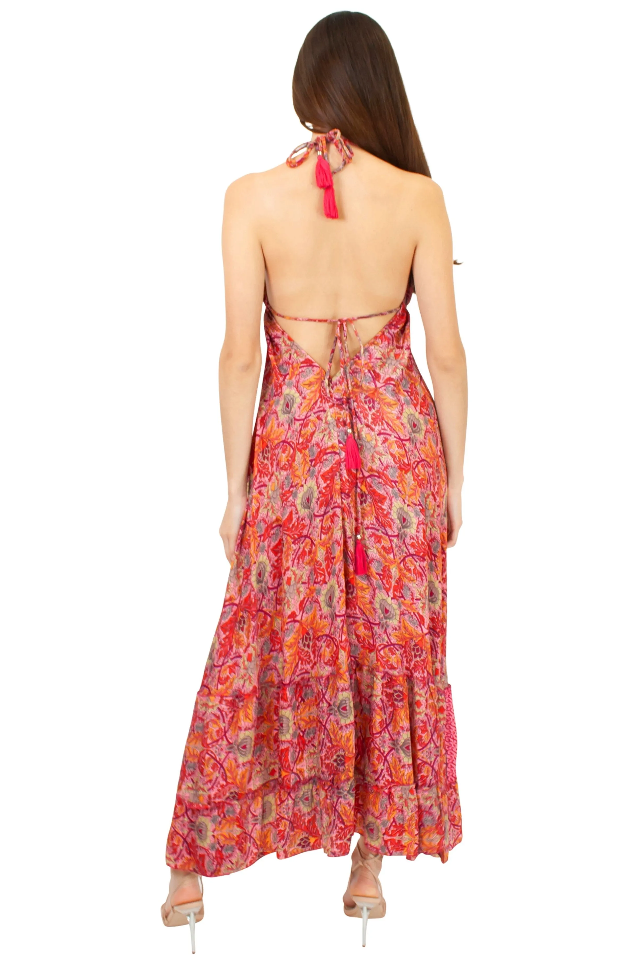 Lazy Daisy high-low adjustable halter dress in Natural (DK-5036S)