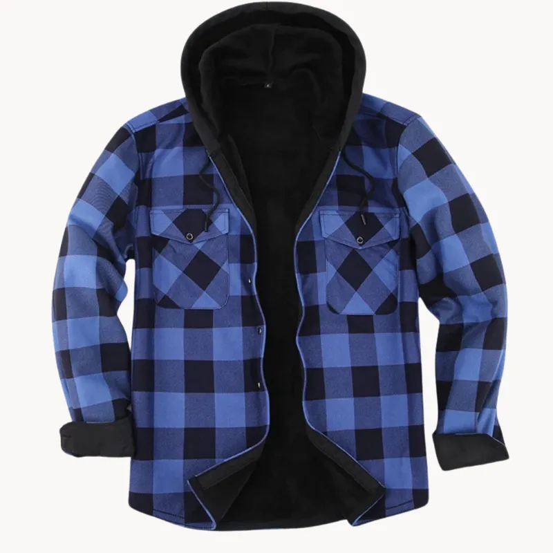 Lazzaro - cozy fleece lined men's hooded flannel jacket