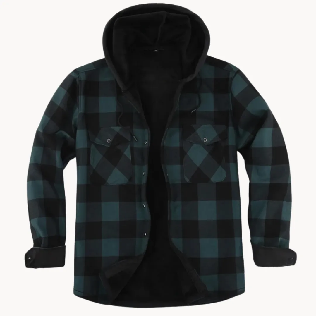 Lazzaro - cozy fleece lined men's hooded flannel jacket